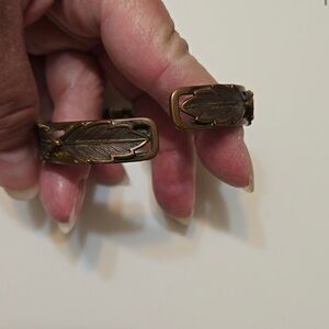 Vintage Copper Leaf Hinged Bracelet